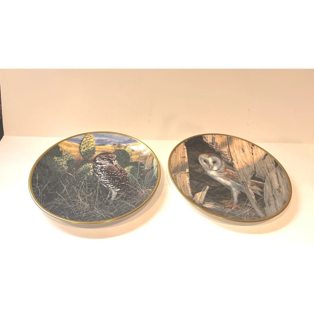 Spode Noble Owls of America Plates Set of 2 John Seerey-Lester Barn Burrowing